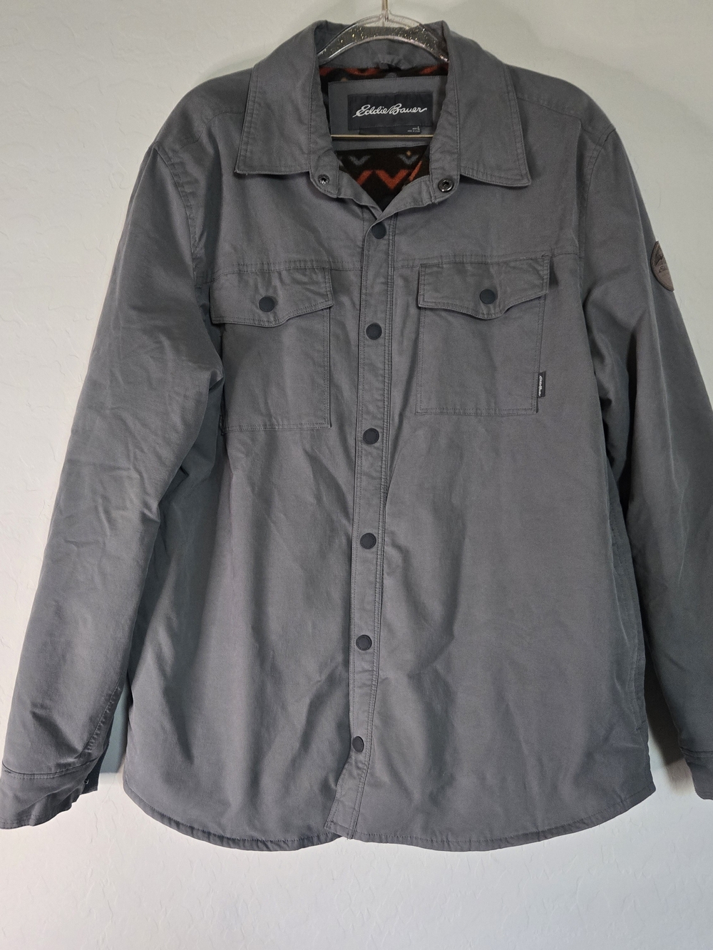 Eddie Bauer Men's Slate Gray Button-Front Shirt Jacket